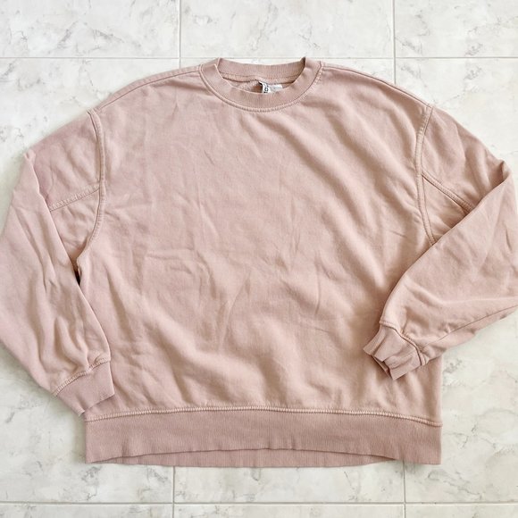 H&M DIVIDED Pink Oversized Crewneck Pullover Sweatshirt Women XS - Picture 1 of 4
